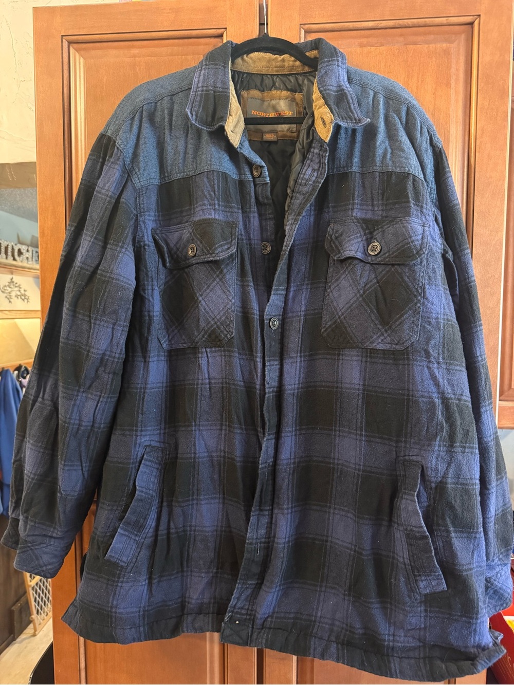 Northwest Men's Blue and Black Quilted Shirt Jacket